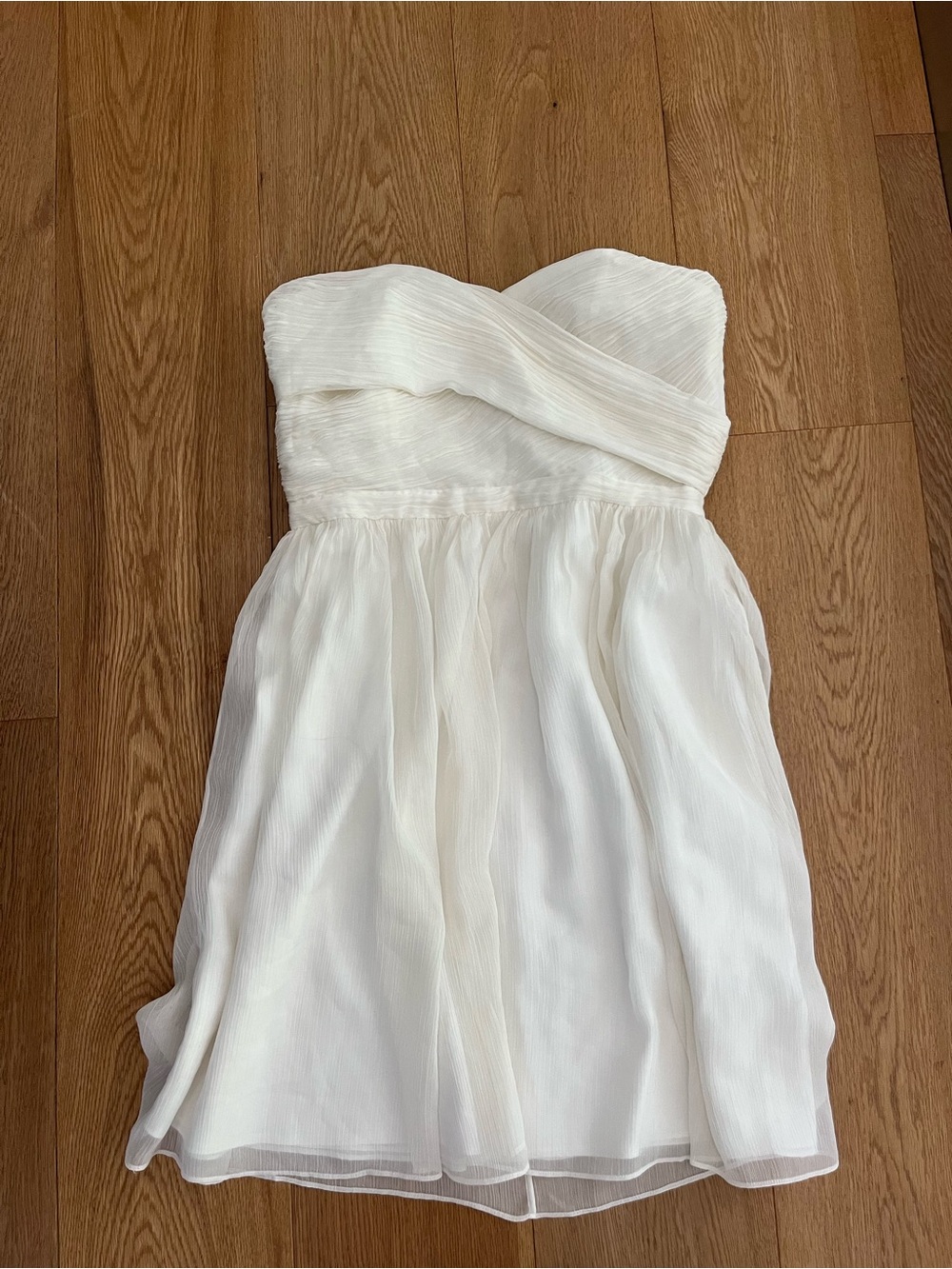 J. Crew Strapless White Chiffon Party Dress